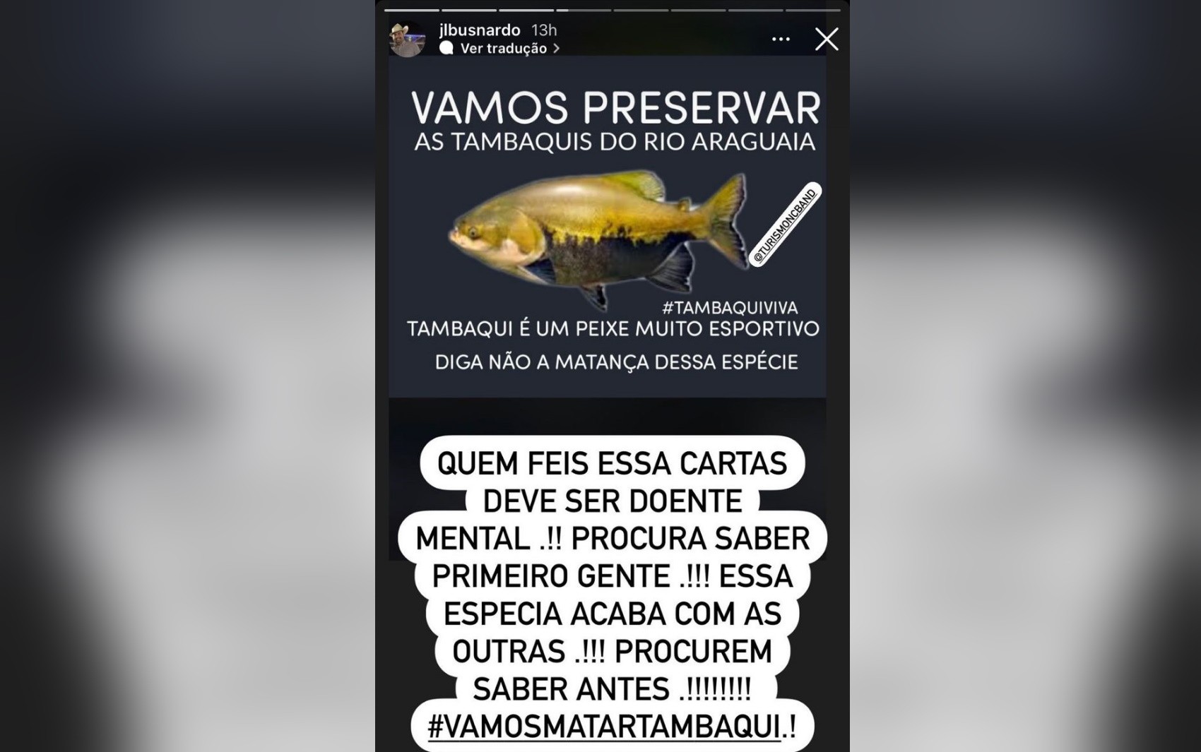Secretário de Turismo de Nova Crixás faz campanha na web para incentivar a caça de tambaqui e causa polêmica