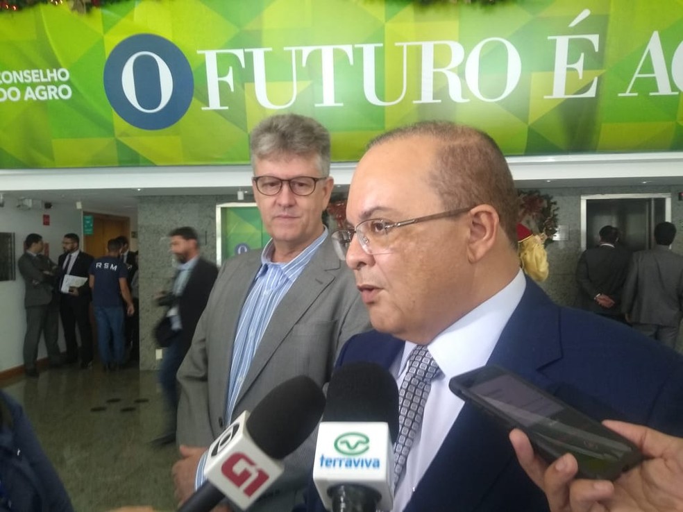 Dilson Resende, futuro secretário de Agricultura, e Ibaneis Rocha, governador eleito do DF — Foto: Beatriz Pataro/TV Globo