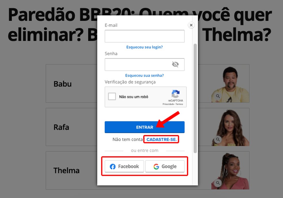 Faça login com sua conta Globo — Foto: Reprodução/TechTudo