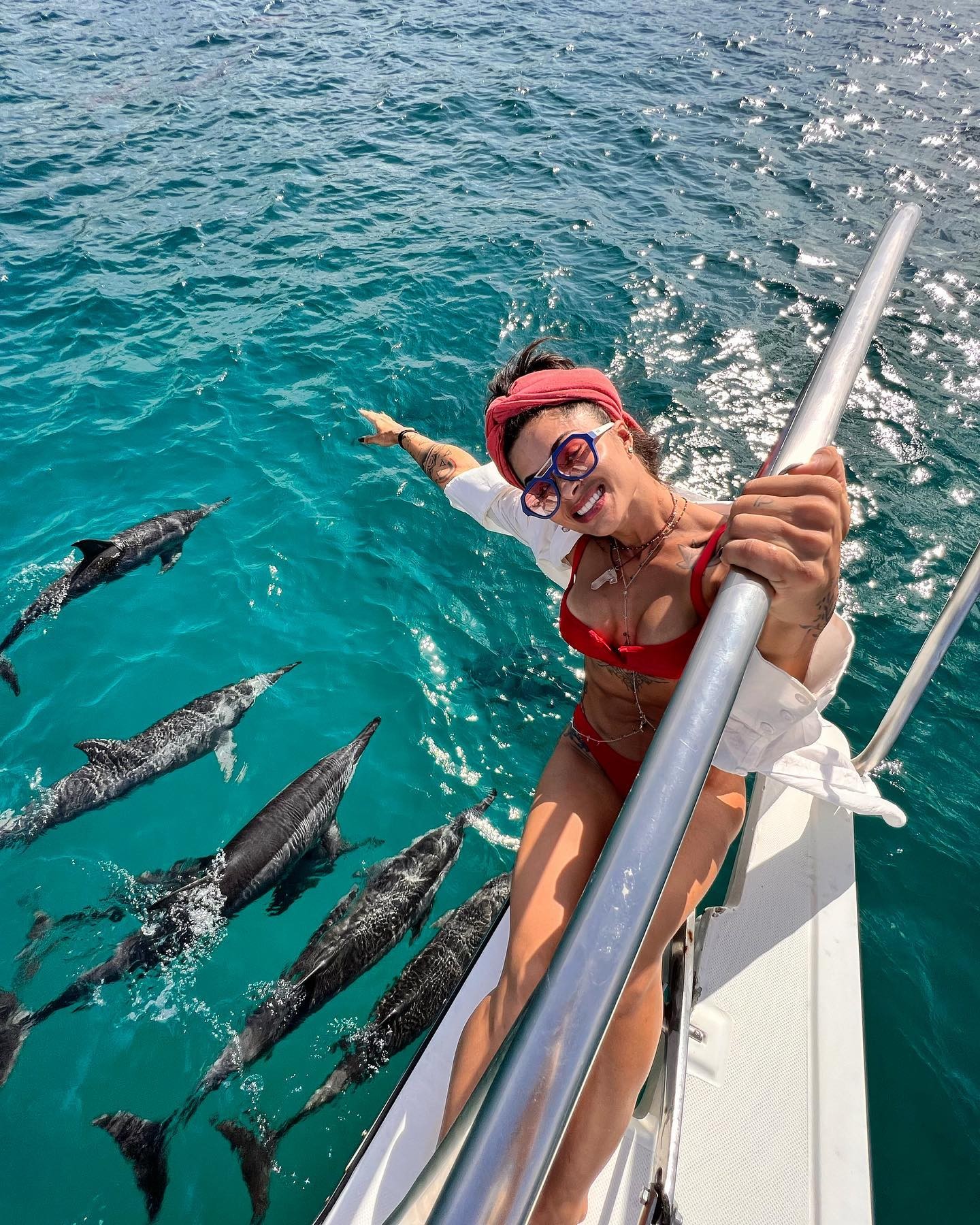 Aline Campos mergulha com golfinhos em Fernando de Noronha (Foto: Reprodução/Instagram)
