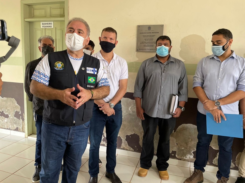 Marcelo Queiroga disse também visitou escola no Acre e deve seguir para Sena Madureira, no interior  — Foto: Andrade Junior/Rede Amazônica Acre 