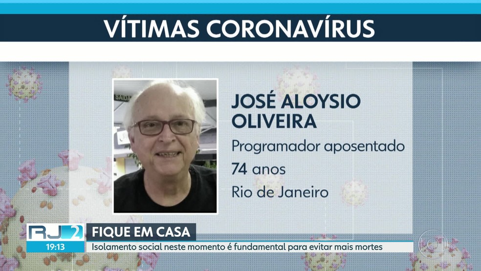 José Aloysio era aposentado e morreu na capital do RJ — Foto: Reprodução/TV Globo