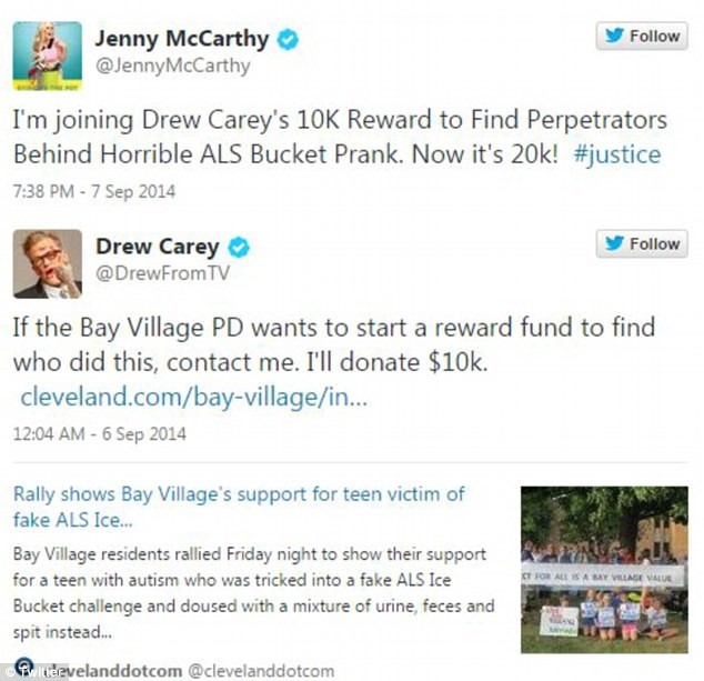 Comentários de Jenny McCarthy e Drew Carey (Foto: Twitter)