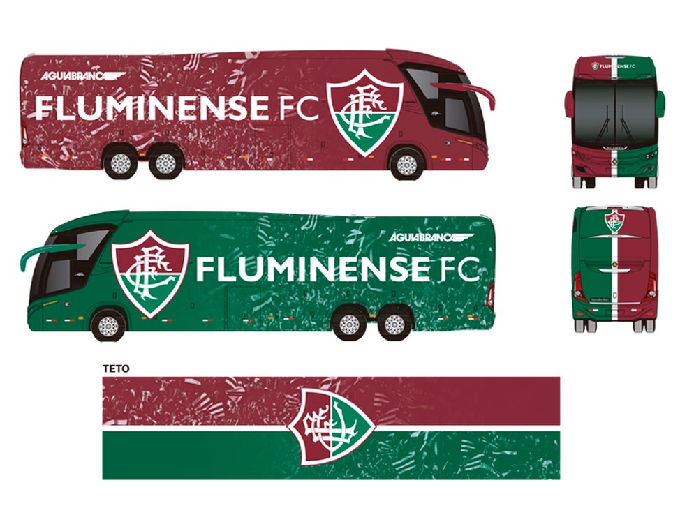 1ª opção de pintura do ônibus do Fluminense — Foto: Divulgação / Fluminense