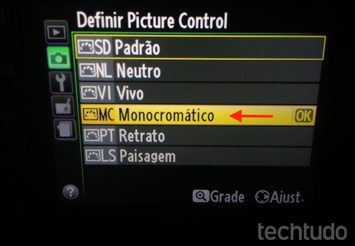 Ative o modo "Monocromático" da Nikon D3200 (Foto: Marvin Costa/TechTudo)