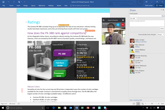 Novo Office 2016 traz possibilidade de edição colaborativa de documentos e integração com o Skype nos aplicativos (Foto: Divulgação/Microsoft)