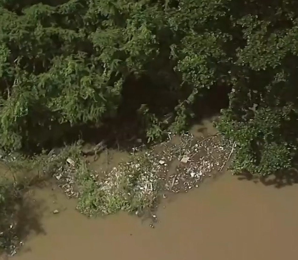 Imagem aérea mostra sujeira no Rio Capibaribe, no Recife— Foto: Reprodução/TV Globo 