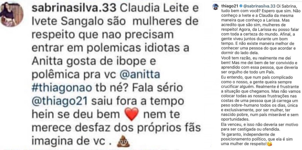 Thiago Magalhães defende Anitta após ataques (Foto: Reprodução/Instagram)