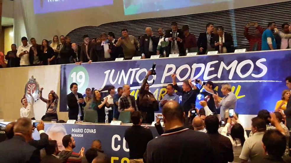 ConvenÃ§Ã£o estadual do Podemos em SÃ£o Paulo (Foto: Carolina Giancola/TV Globo)