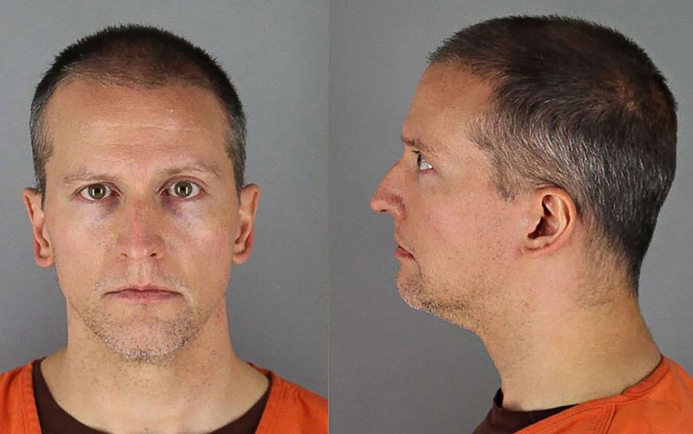 Derek Chauvin, acusado pela morte de George Floyd, em foto cedida pela prisão do Condado de Hennepin  — Foto: Handout/Hennepin County Jail/AFP