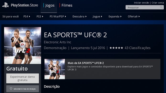 É possível baixar a demo no PlayStation 4 direto da PlayStation Store (Foto: Reprodução/Rafael Monteiro)