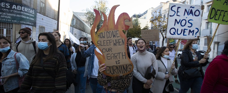 Protestos pelo clima em Portugal no dia 7 de novembro de 2021.