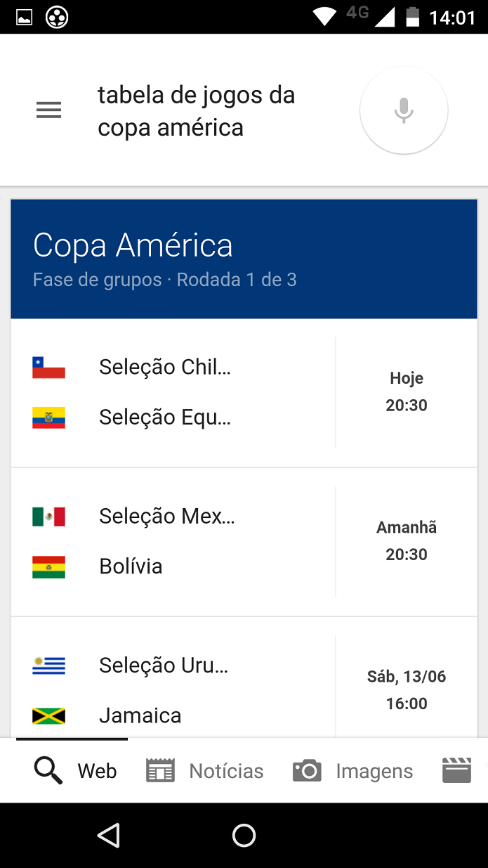 Tabela de jogos da Copa Am?rica (Foto: Felipe Alencar/TechTudo)