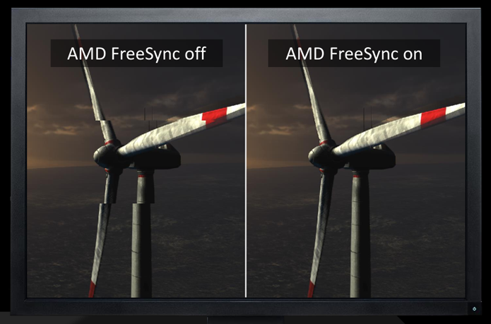 Na imagem da esquerda, sem FreeSync ativado, ocorre o tearing: monitor apresenta um quadro formado por partes de dois ou mais quadros (Foto: Divulgação/AMD)
