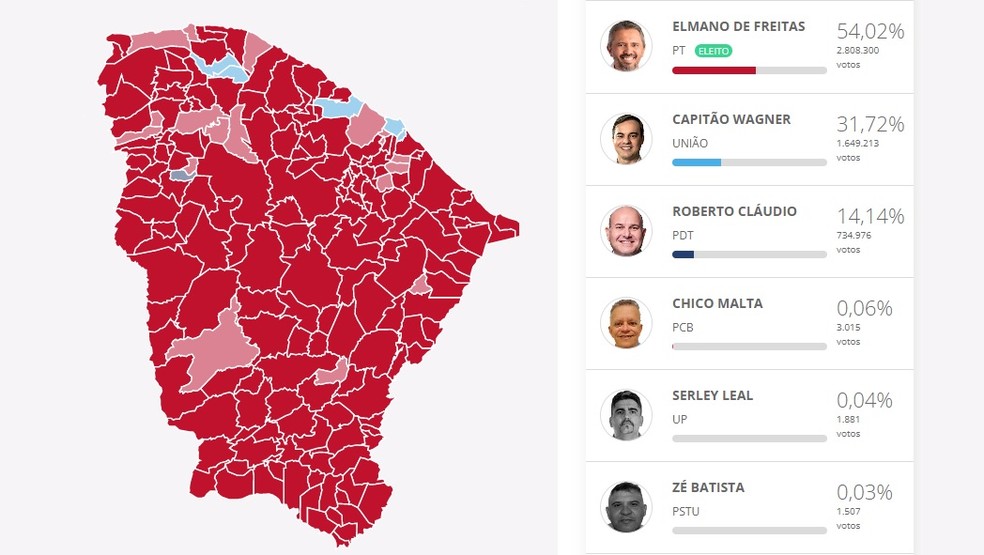 Voto por cidade no Ceará — Foto: Reprodução