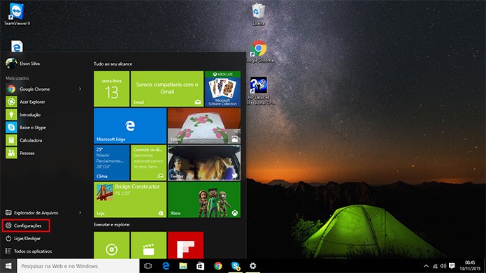 Windows 10 pode ter cor de menu Iniciar e Explorer combinados a partir das configurações (Foto: Reprodução/Elson de Souza)