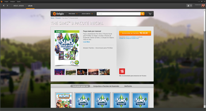 Página de The Sims 3 no Origin (Foto: Reprodução/André Mello)