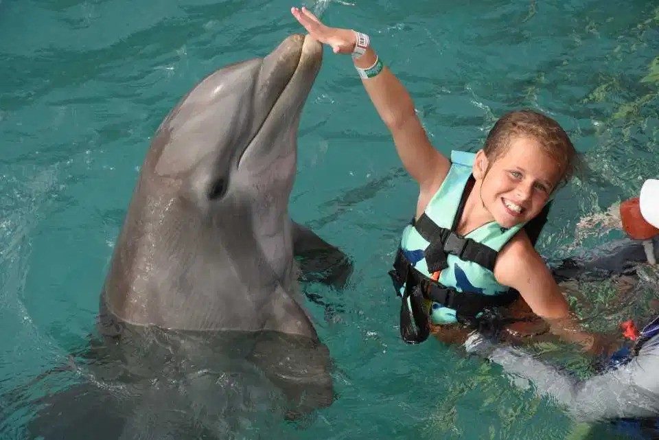 Lexi e um golfinho (Foto: Arquivo pessoal)