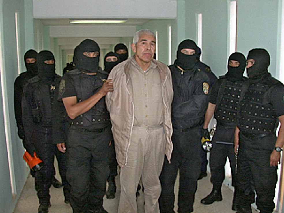 Rafael Caro Quintero detido por policiais mexicanos — Foto: Divulgação