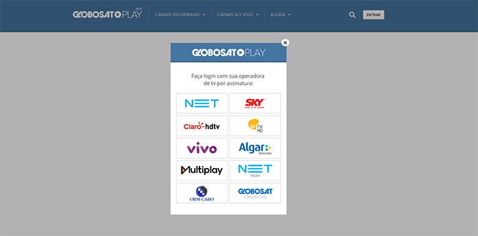 Logue com as informações da sua operadora no site do Globosat Play (Foto: Reprodução/Murilo Molina)