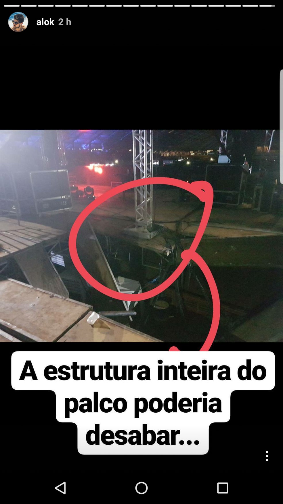 Artista Alok colocou imagens do ocorrido em uma rede social (Foto: Reprodução/Instagram)