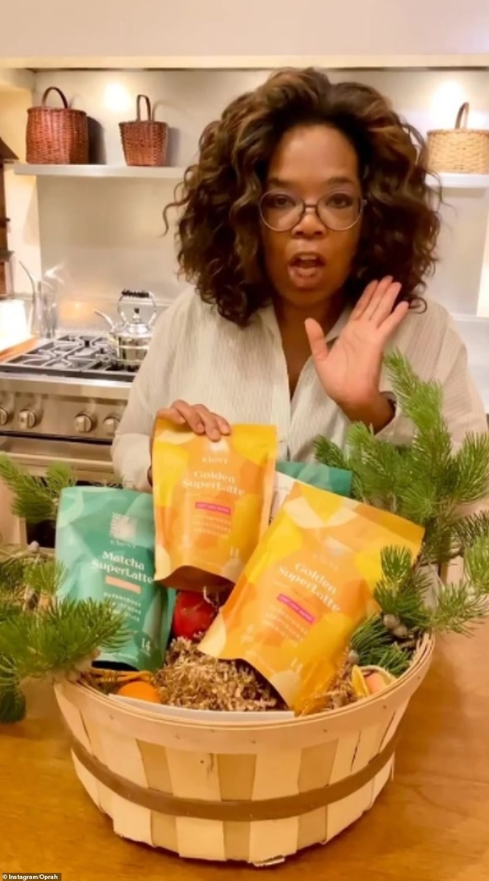 Oprah Winfrey ganha cesta de produtos veganos de Meghan Markle (Foto: Reprodução/Instagram)