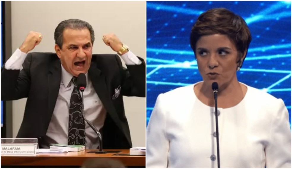 O pastor Silas Malafaia e a jornalista Vera Magalhães, da TV Cultura.  — Foto: Montagem/g1/reprodução TV Bandeirantes e Agência Câmara
