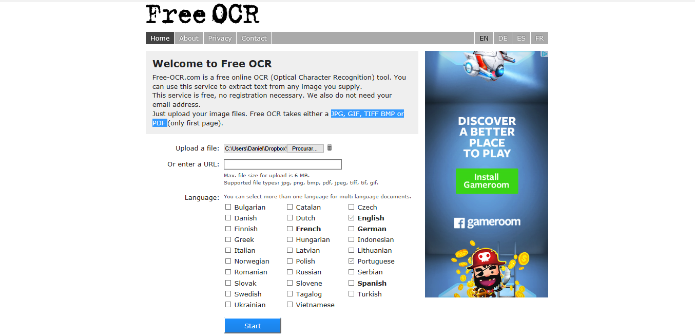 Prática e intuitiva, o Free Online OCR é uma excelente plataforma online (Foto: Reprodução/Daniel Ribeiro