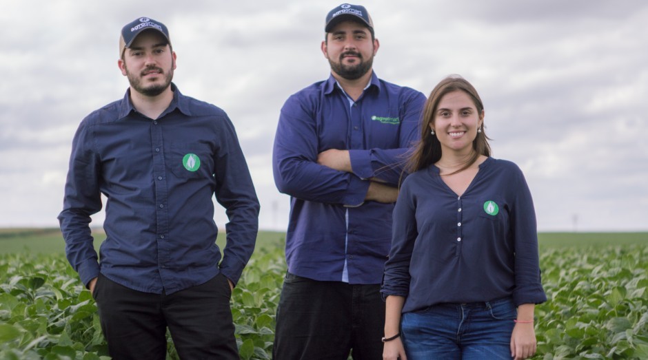 Raphael Pizzi, Thales Nicoleti e Mariana Vasconcelos, da AgroSmart (Foto: AgroSmart/Divulgação)