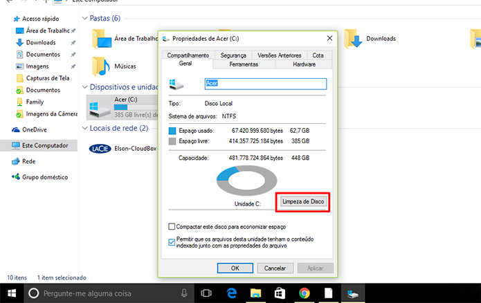 Usuário precisa limpar arquivos do sistema para excluir Windows.old (Foto: Reprodução/Elson de Souza)