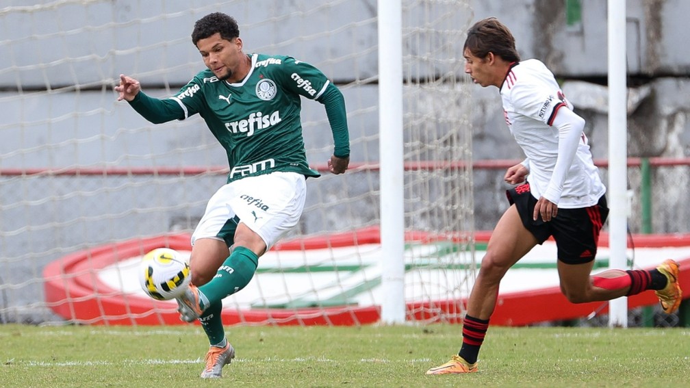 Flamengo venceu o Palmeiras pelo Brasileirão sub-20 — Foto: Fabio Menotti/Palmeiras