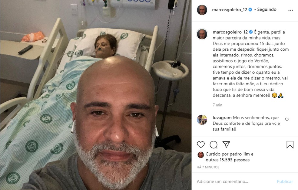 Ex-goleiro Marcos lamenta perda da mãe nas redes sociais — Foto: Instagram/Reprodução