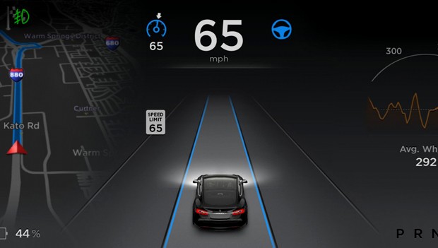 A interface do novo piloto automático da Tesla (Foto: Reprodução/teslamotors.com)