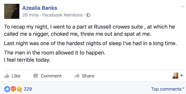Azealia Banks acusa Russell Crowe de agressão e racismo (Foto: Reprodução/Facebook)