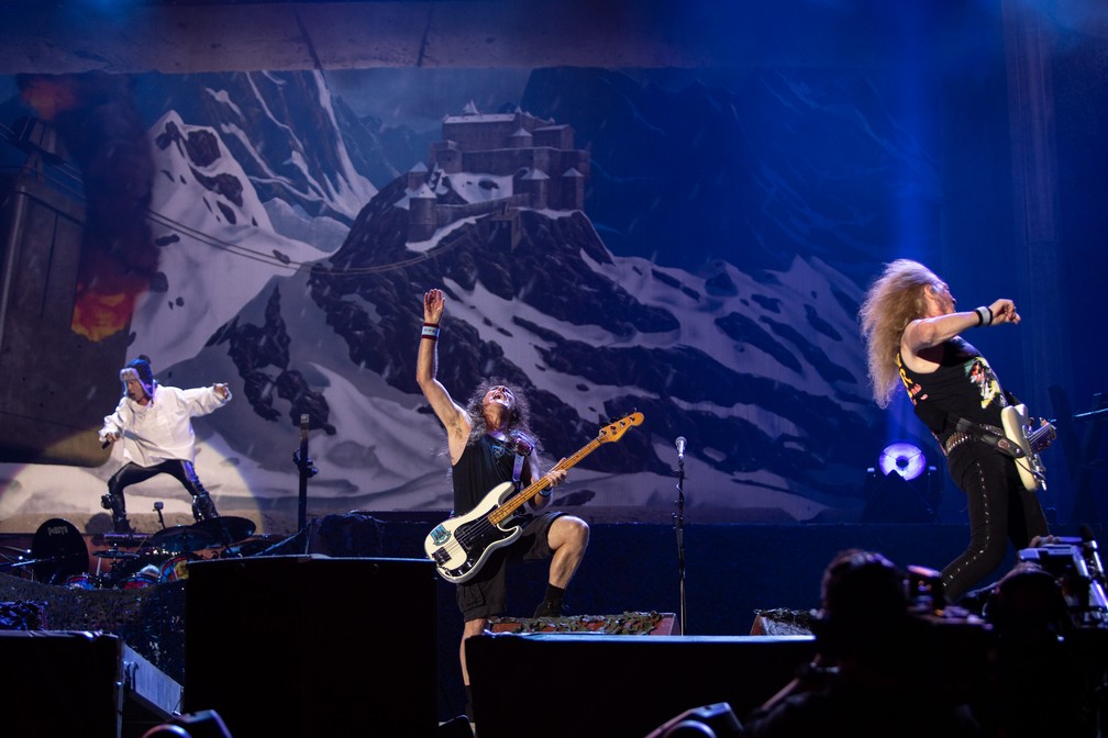 Iron Maiden durante show no palco Mundo do Rock in Rio 2019 — Foto: Marcelo Brandt/G1