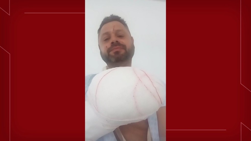 Com dor, torcedor atleticano que perdeu a mão ao soltar sinalizador faz pedido em hospital — Foto: Reprodução