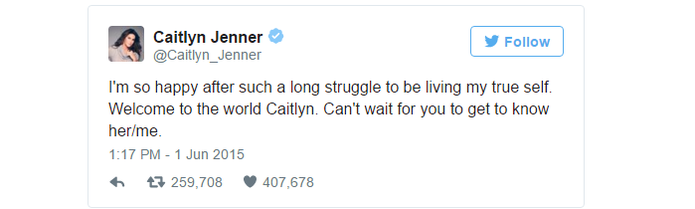 Caitlyn Jenner ficou na última posição dos mais populares do Twitter (Foto: Reprodução/Twitter)