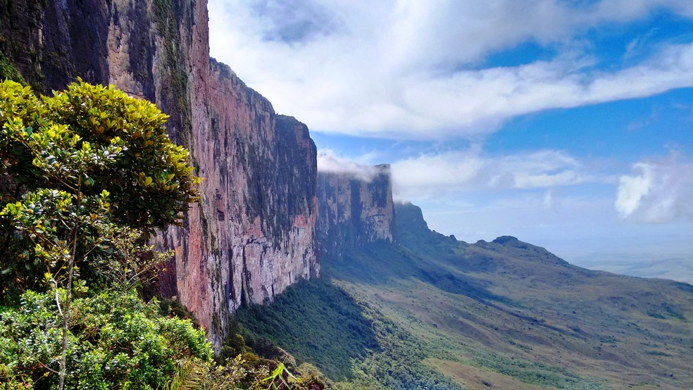 Monte Roraima fica entreo Brasil, enezuela e Guiana — Foto: Evilene Paixão e Roberto Mebs/Arquivo
