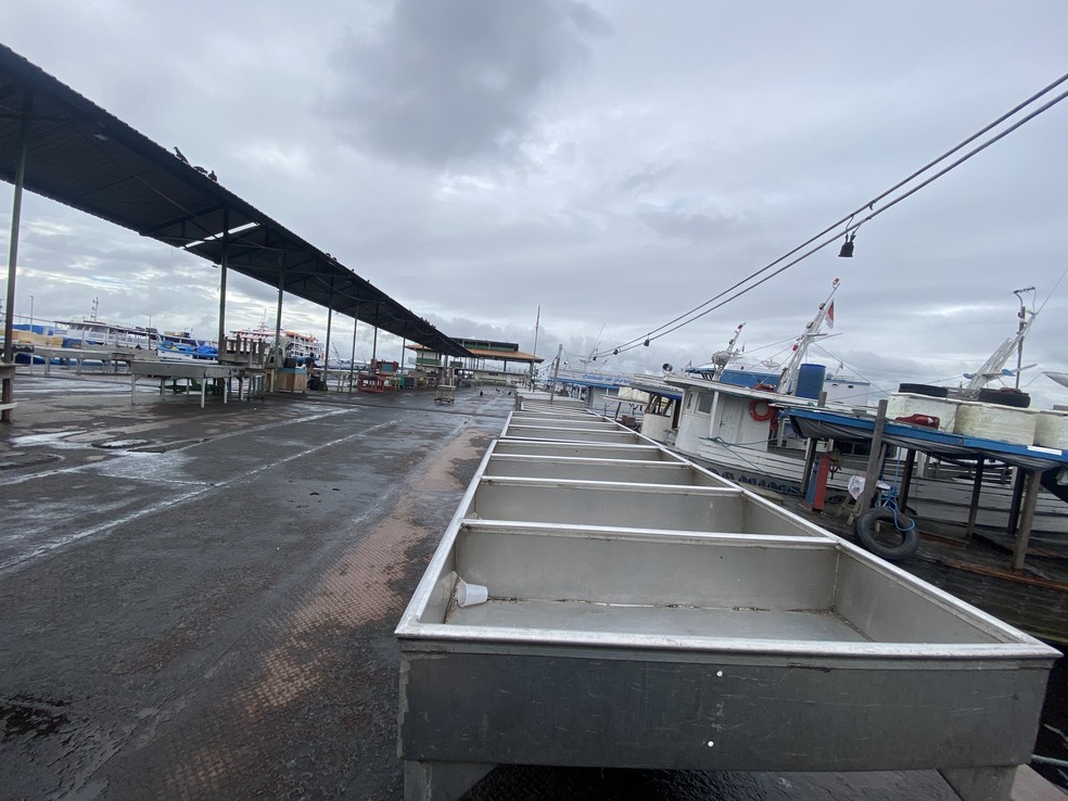 Proprietários de embarcações e vendedores de peixe esperam que estrutura seja revitalizada com privatização. — Foto: Patrick Marques/g1 AM
