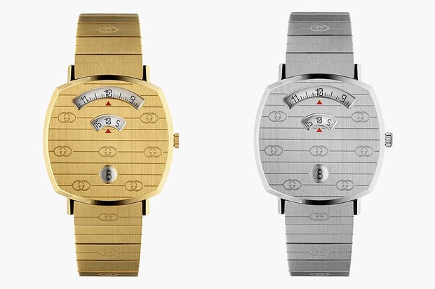 A Gucci também aderiu aos relógios retrô com a linha unissex Grip.  (Foto: divulgação)