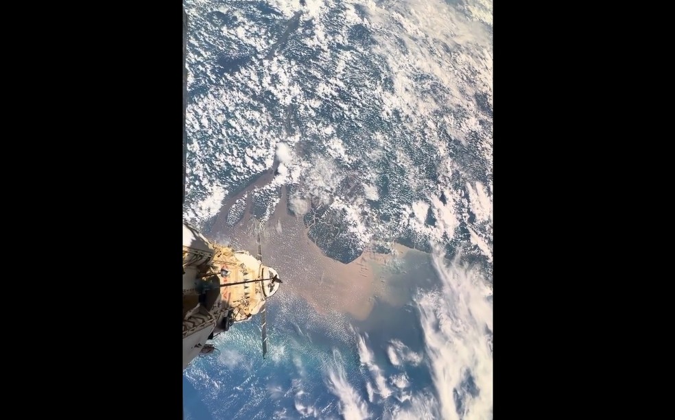 Cosmonauta russo filma Foz do Rio Amazonas direto da Estação Especial Internacional — Foto: Olegmks/Instagram/Reprodução