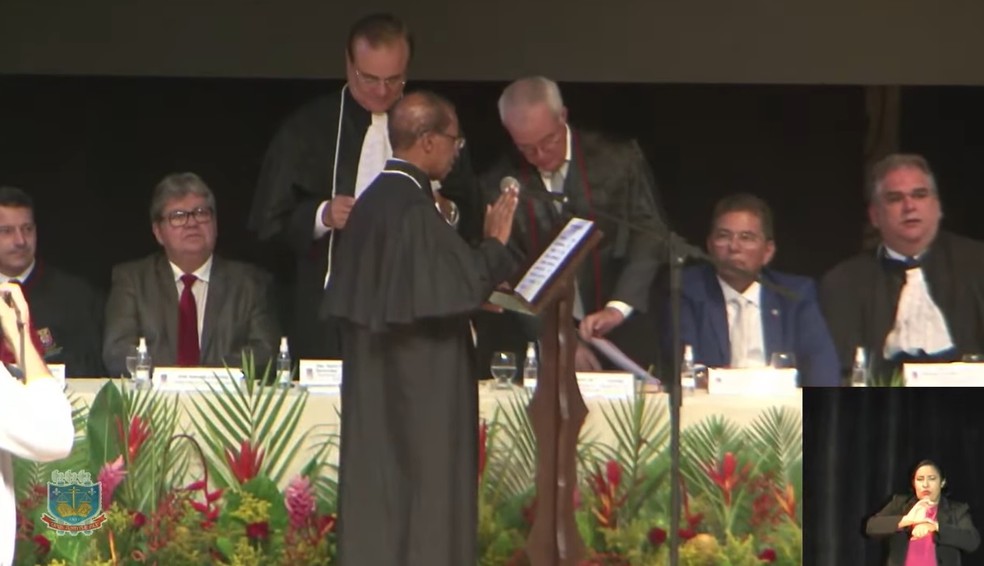 Posse do desembargador João Benedito como presidente do TJPB — Foto: TJPB/Youtube/Reprodução