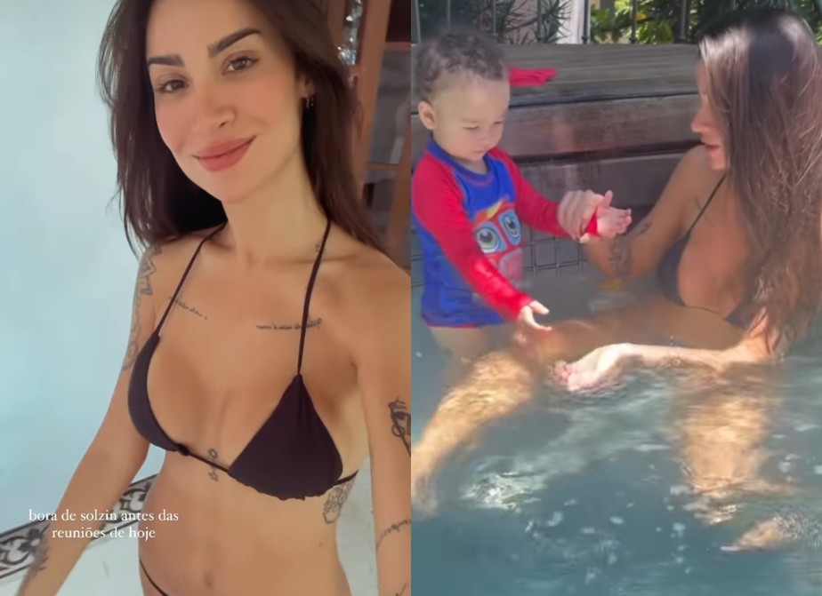 Bianca Andrade curte dia de piscina com o filho, Cris