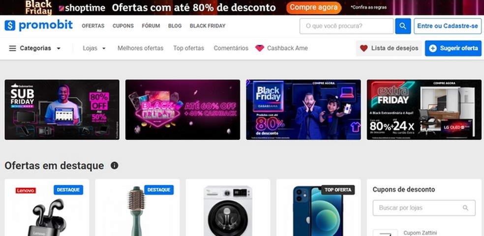 Promobit exibe apenas melhores ofertas de cada produto, enviadas por usuários — Foto: Reprodução/Raquel Freire