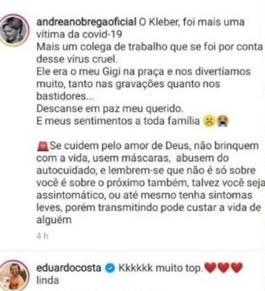Eduardo Costa comete gafe em post de Andréa Nóbrega (Foto: Reprodução / Instagram)