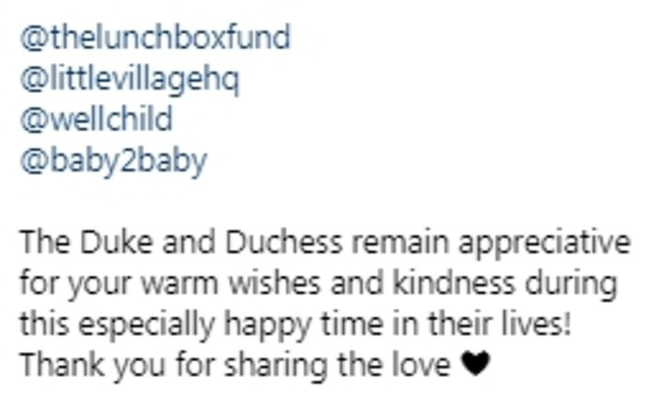 Mensagem de Príncipe Harry e Meghan Markle (Foto: Reprodução/Instagram)