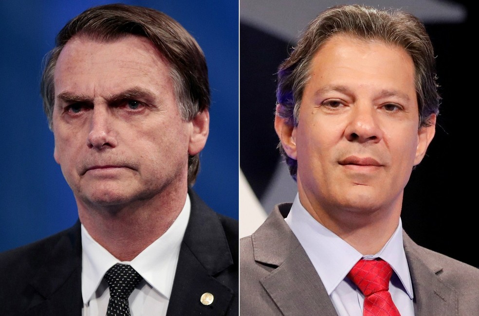 Jair Bolsonaro e Fernando Haddad, candidatos à Presidência — Foto: Paulo Whitaker e Nacho Doce / Reuters