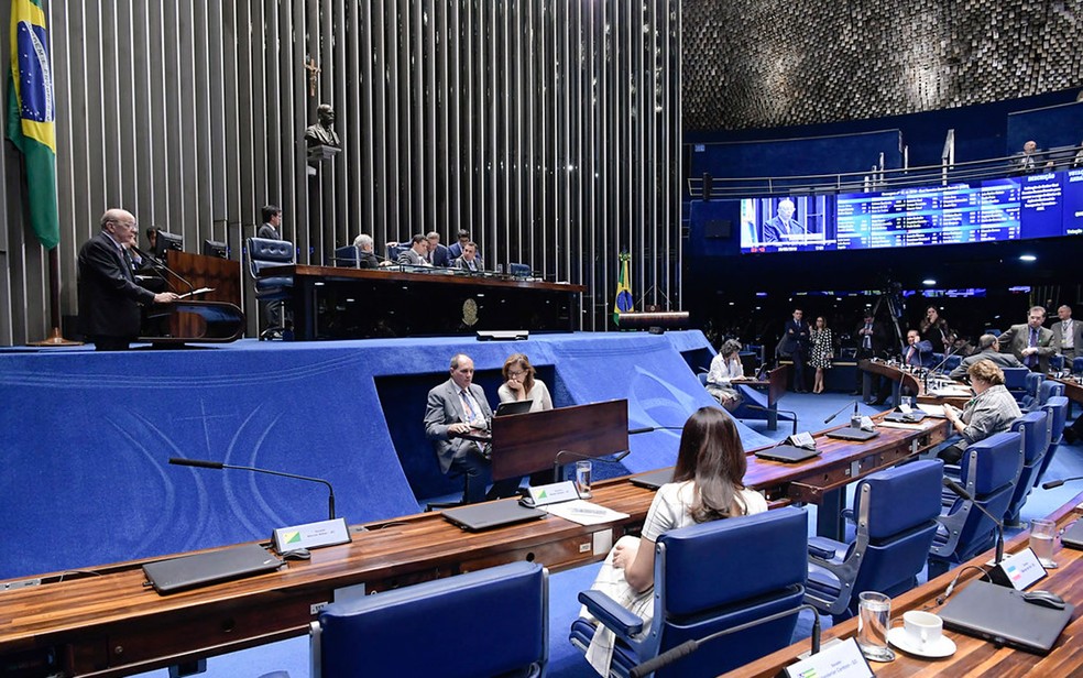 PlenÃ¡rio do Senado durante sessÃ£o em 29 de maio â Foto:  Waldemir Barreto/AgÃªncia Senado