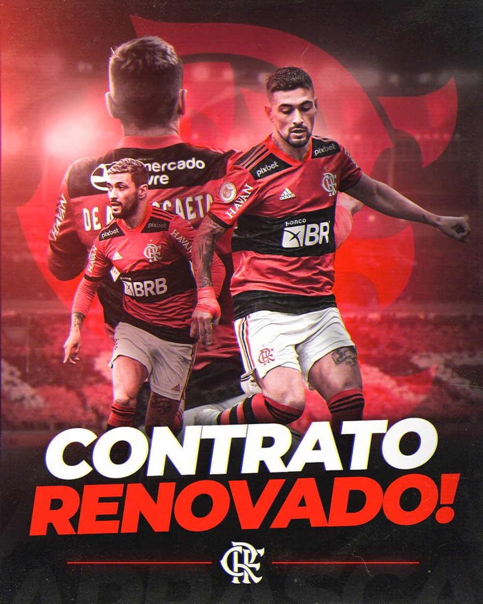 Flamengo anuncia a renovação com Arrascaeta — Foto: Reprodução