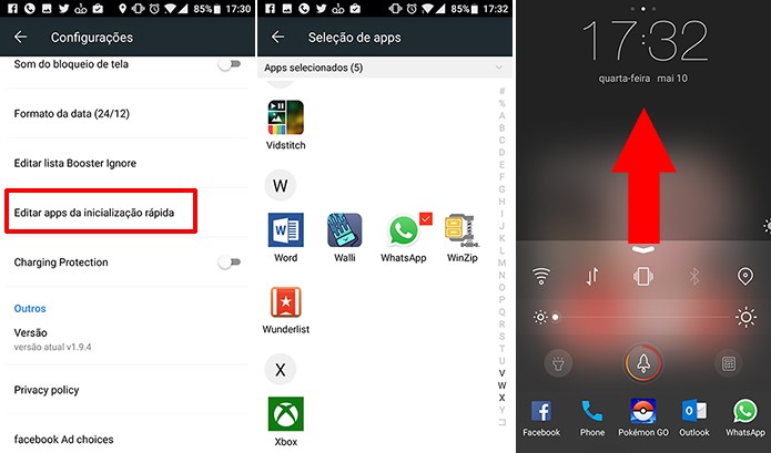Usuário pode adicionar atalhos para aplicativos importantes na PIP Lock Screen (Foto: Reprodução/Elson de Souza)